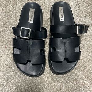 Steve Madden Black Buckle Slide Sandals